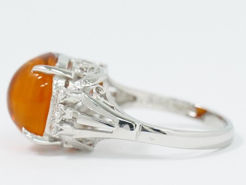 Fire Opal 3.60ct Diamond Ring PM900 Platinum US 5.25 5.5g - Picture 2 of 9