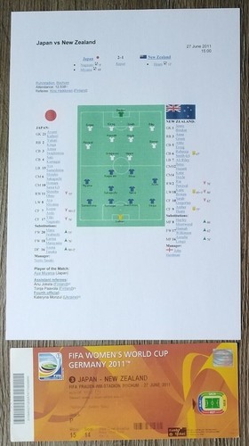 original mint TICKET FIFA Women's World Cup 2011 Japan vs New Zealand # Match 3 - Picture 3 of 3