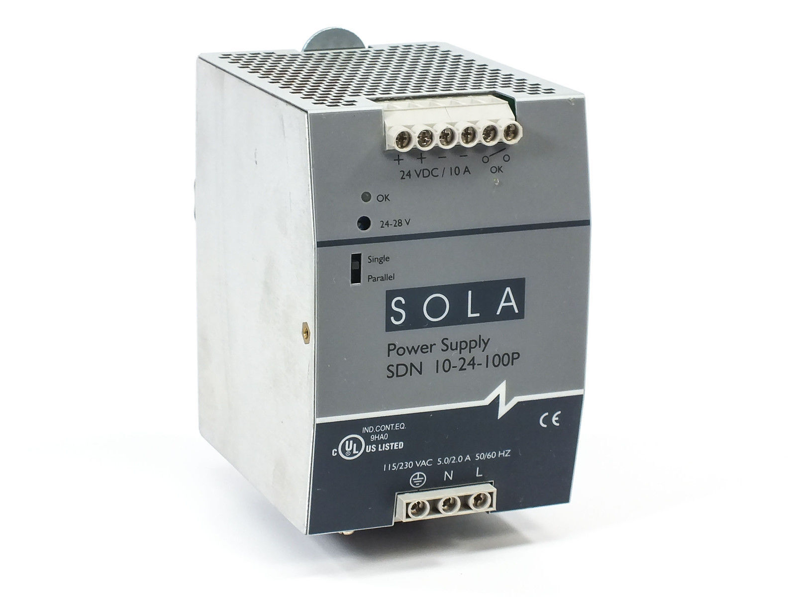 Sola 24 VDC 10 Amp Heavy Duty Power Supply Din-Rail - Tests GOOD SDN 10-24-100P