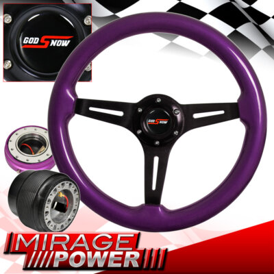 Slim Quick Release + Purple Wood Trim Deep Dish Steering Wheel For 89-98 Maxima