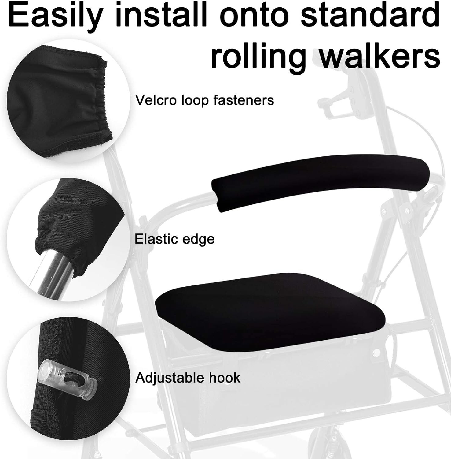 Unisex Rollator Walker Seat and Backrest Rollbar Covers Universal Soft