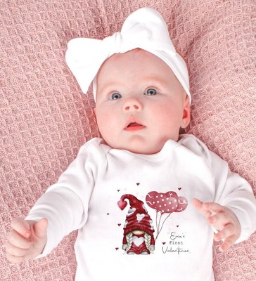 Personalised Girl Gonk First Valentines Babygrow/Vest