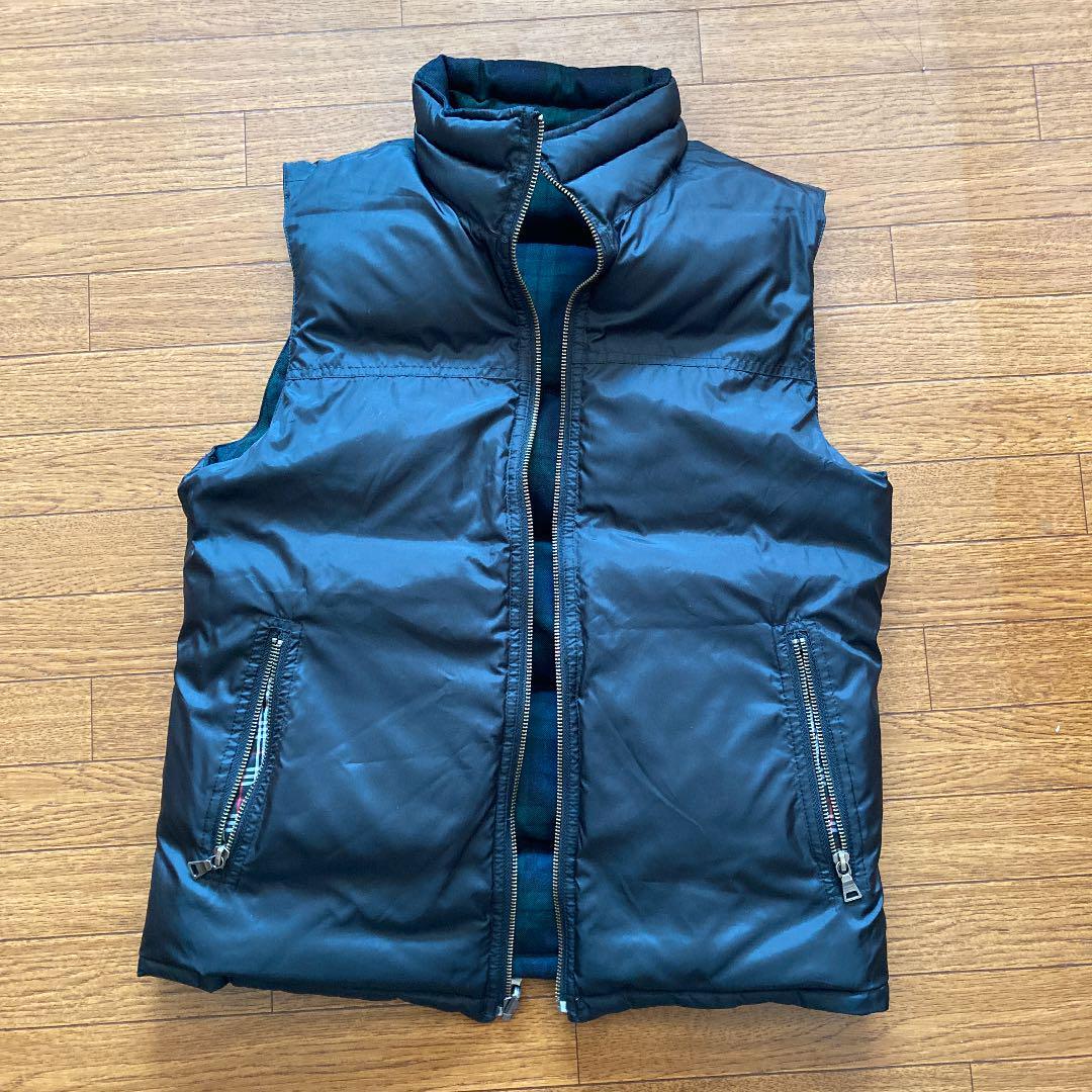 BURBERRY BLACK LABEL Reversible Down Vest Nice Design Men's #tk