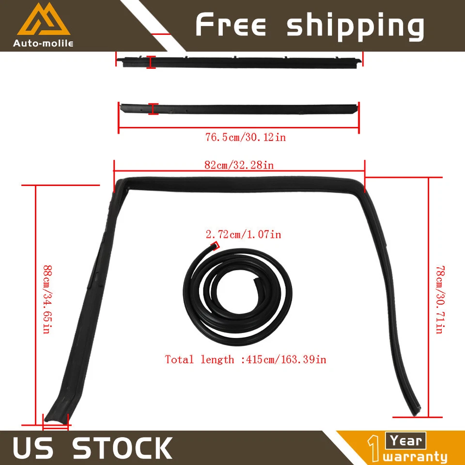 For 1983-1994 Chevy S10 Blazer GMC S15 Jimmy Door Seal Kit Inner & Outer Rubber - Image 4 of 4