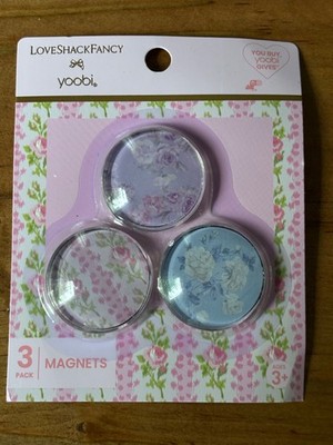 LoveShackFancy Target Yoobi Floral Pink Blue Purple Round Magnets 3pk