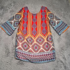 Willa Mini Shift Dress Women's Large 3/4 Sleeve Lined Geometric