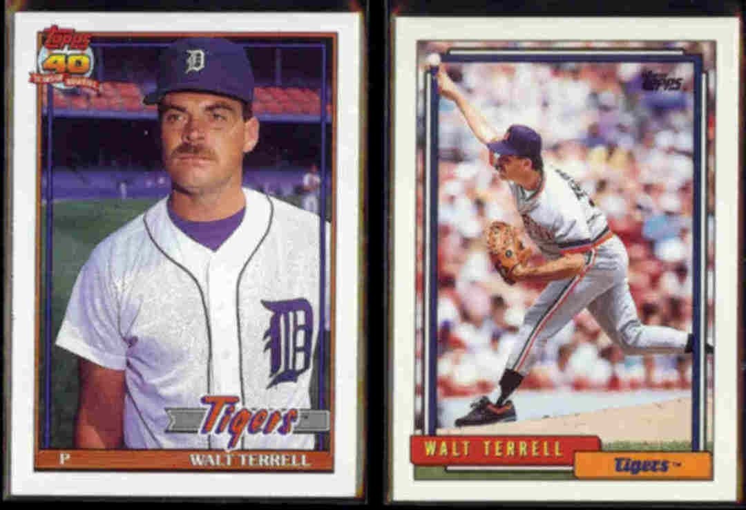WALT TERRELL 1991 Topps #328 + 1992 Topps #722.  TIGERS