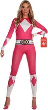 Official Women s Pink Power Rangers Morphsuit Superhero Costume Halloween S - L