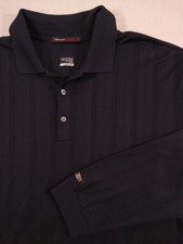Nike Tiger Woods Dri-Fit Polo Men's L Black Long Sleeve Collection Performance