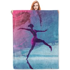 Ballerina Dance Throw Blanket Gifts, Soft Cozy Fleece Blanket with Elegant Ba...