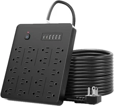 Power Strip 26-In-1, 20 AC Outlets and 4 USB and 2 Type-C Charging Ports, 2000W/
