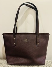 Coach Mini City Tote Dark Purple Trendy Stylish Fashionable Classy