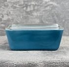 Vintage Pyrex Blue 502 Refrigerator Dish w Ribbed Lid 502C Casserole Dish
