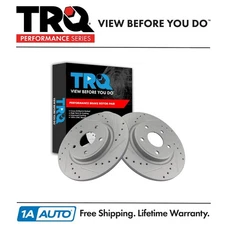 TRQ Rear Performance Drilled Slotted G-Coated Disc Brake Rotor Pair for Chrysler