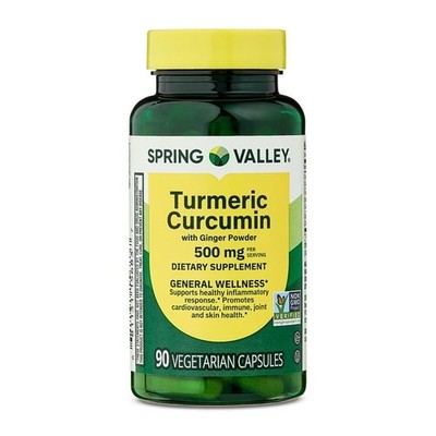 Spring Valley Turmeric Curcumin with Ginger Powder Supplement 500mg 90 Ct