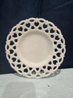 Vintage Milk Glass Plate Forget- Me-Not Pattern w/ Lattice Edge 7-1/4"