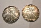 2) 1999 & 2000 American Silver Eagle Lot. Album Toning Gem UNCIRCULATED.