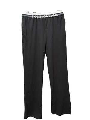 Dolce & Gabbana Hose Herren Schwarz Logo Bund Stretch - Größe L - Neu