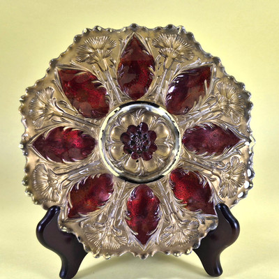 EAPG Lancaster Glass Carnation Ware Plate 1911 Goofus Glass