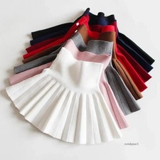 Baby Girls Knit Skirt Autumn Winter Princess Pleated Children School High Waist