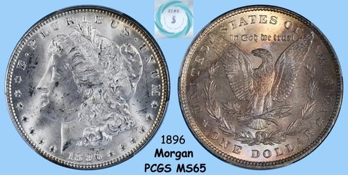 1896 Morgan Dollar PCGS MS65 - Frosty Gem with Reverse Mega Tones!