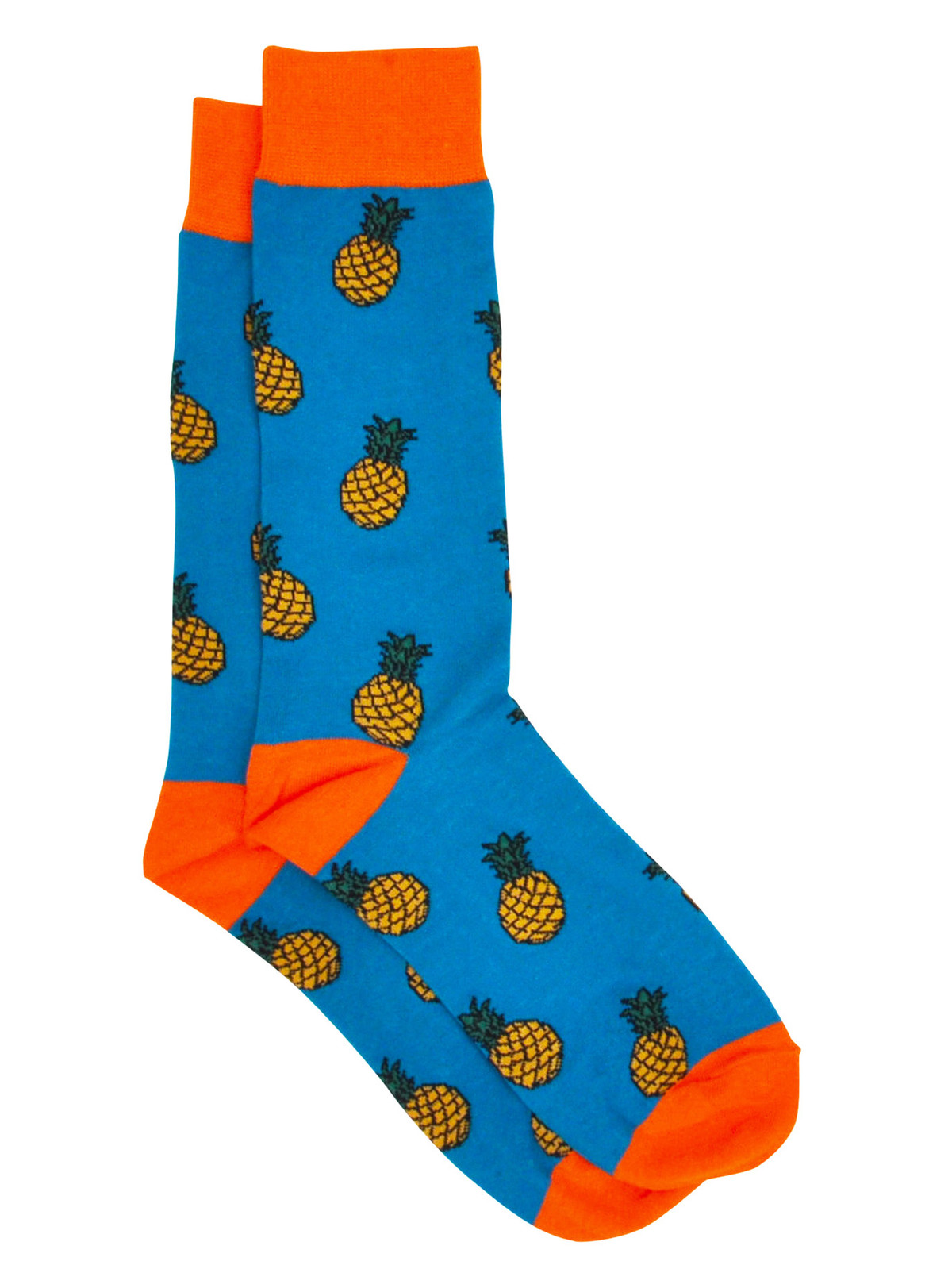 Men's Tropical Pineapple Socks Turquoise Orange Size 10-13