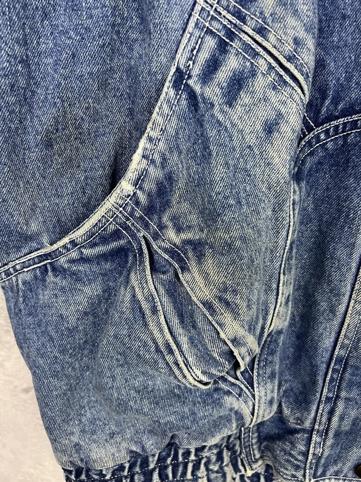 VTG 1980's Gitano Jean Jacket Women’s XL Blue Stonewashed Zip Collar Patina Flaw - Image 2 of 4