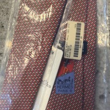 HERM S New Unused Tie Ivory with Light Blue Pattern Design