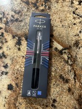 Parker FOUNTAIN PEN JOTTER LONDON MEDIUM STAINLESS NIB BLACK BARREL MADE FRANCE