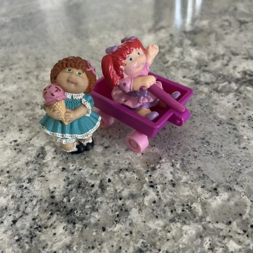 Vintage Cabbage Patch Figures  Girl With Ice Cream Cone And Girl In Wagon