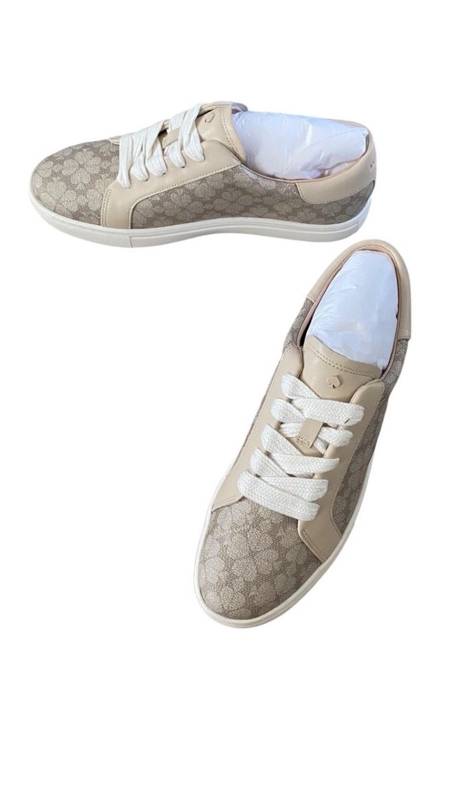 Kate Spade Erin Spade Flower Sneakers Coated Canvas 7.5 Authentic NIB