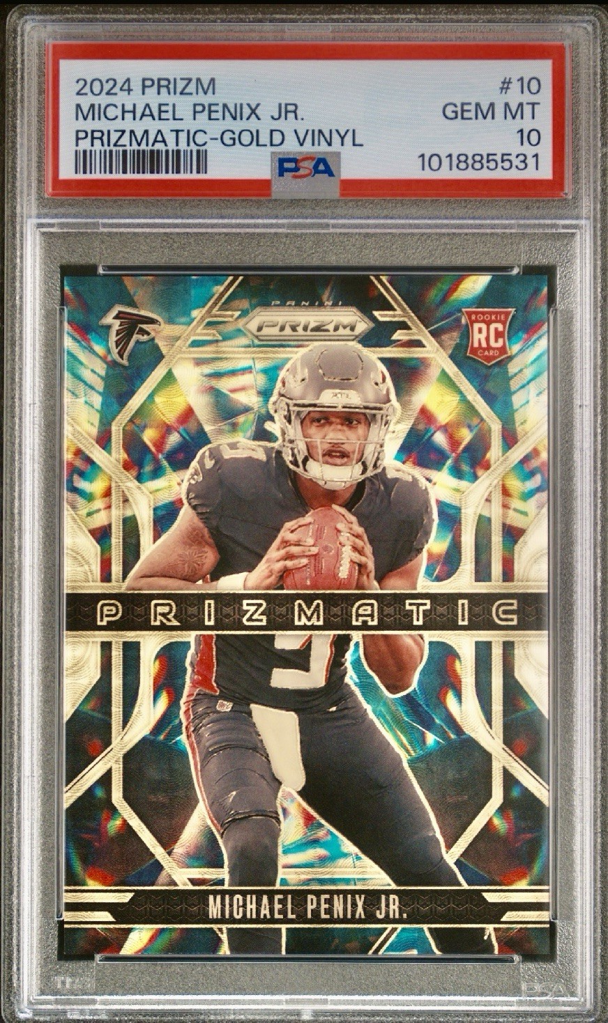 * Michael Penix Jr. - PSA 10 - Prizm Gold Vinyl /5 * Prizmatic RC 2024 Panini