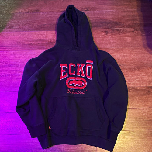 Ecko Unltd. Men's Black XL Pullover Hoodie Fleece Cotton/Poly Logo Pocket