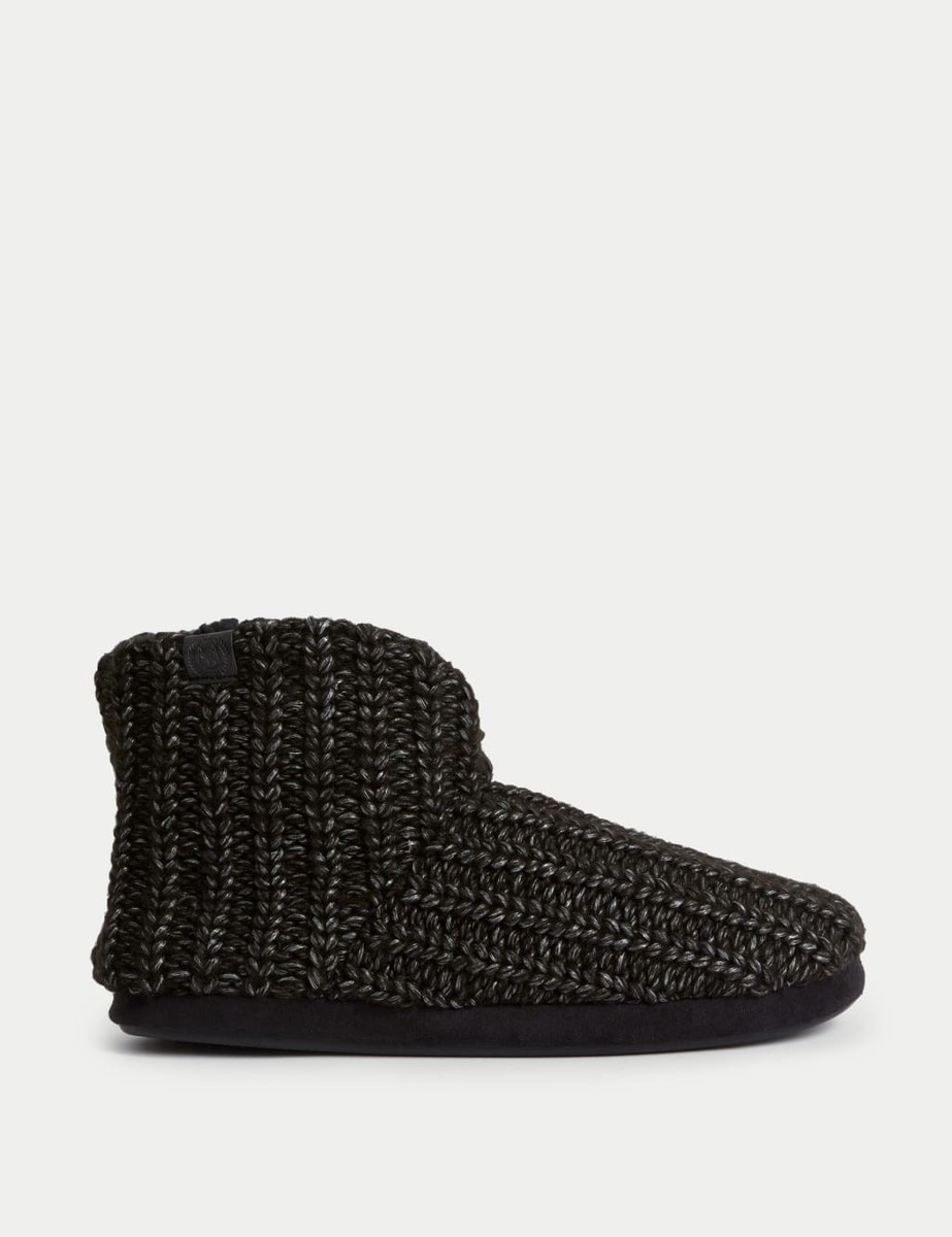 Cable Knit Slipper Ladies Boot Slippers M&s Marks Spencer Mens