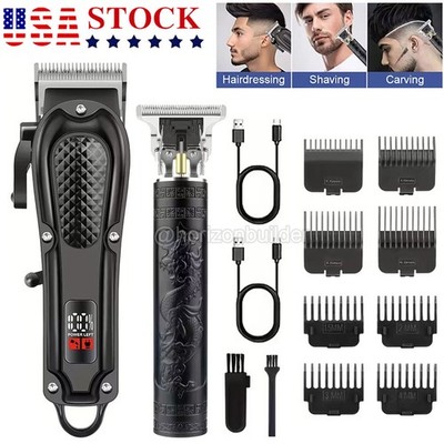 Professional Hair Clippers Trimmer Mens Barber Hair Cutting Kit Machine Cordless