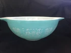 Vtg 444 PYREX TURQUOISE Blue Amish Butterprint Cinderella 4 Qt Mixing Bowl