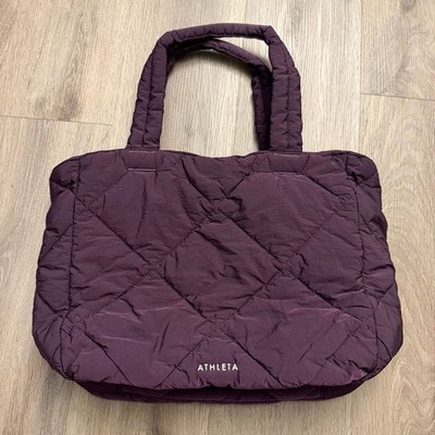 Athleta All About Quilted Puffer Tote Bag Purple