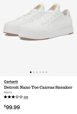 Carhartt Men's Detroit Nano Toe Canvas Sneaker Size 10 White safety toe shoe