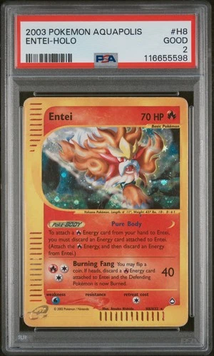 2003 POKEMON AQUAPOLIS #H8 ENTEI-HOLO PSA 2