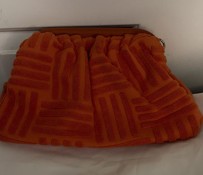 Urban Expressions Orange Ruched Geometric Clutch Bag Gold Hardware