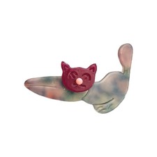 Lea Stein Genuine Cat Brooch -Matou. Multi-colored Material. Excellent variety!