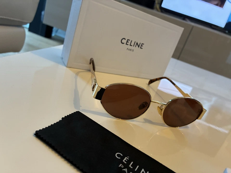 Lunettes De Soleil Celine Triomphe verre de monture marron Neuve / - Photo 3/4