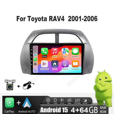 For Toyota RAV4 2001-2006 Android 15.0 Apple Carplay Car Stereo Radio GPS Camera