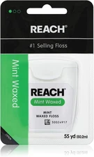 REACH Waxed Dental Floss, Mint, Plaque Remover for Teeth, Shred Resistant, Floss