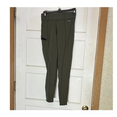 Kerrits fleece Women's Knee Patch Equestrian Breeches Olive Riding Pants Size M