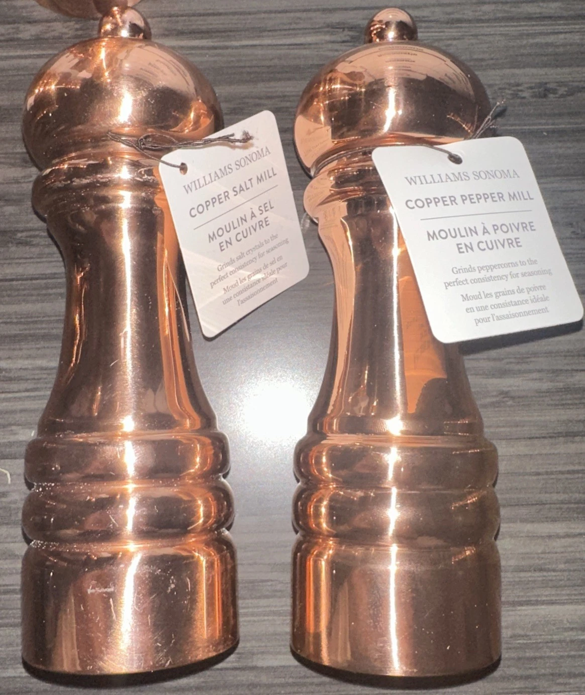 Williams Sonoma 7" Copper Salt & Pepper Mills Set MSRP $129.95
Opens in a new window or tab