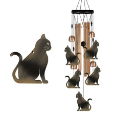 Bronze Cat Wind Chime, Gifts for Mom, Home, Garden, Balconies, Rooms, Patio, ...