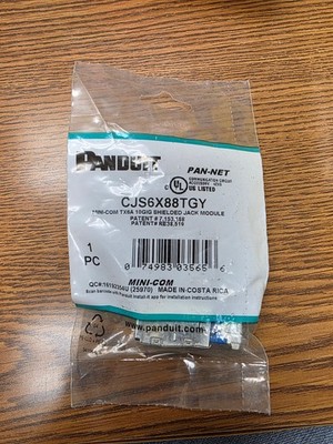 Panduit CJS6X88TGY Mini-Communication Module CAT6A Shielded 8 POS Keystone Jack
