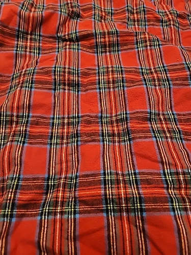 Vermont Country Store King Red Plaid Cotton Double Layer Flannel Blanket King