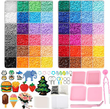Fuse Beads Kit-48 Colors 24000 2.6Mm-Easy DIY, Built-In Iron DIY Crafts Suppli
